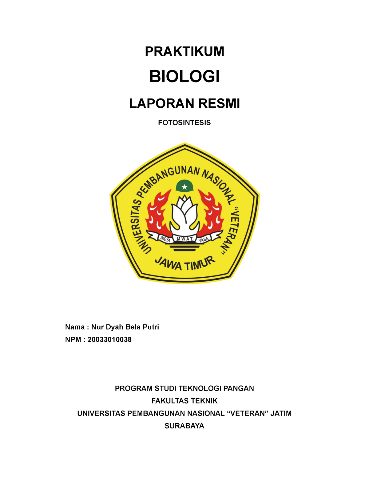 Laporan Praktikum Biologi Dasar Ii Fotosintesis Laporan Praktikum