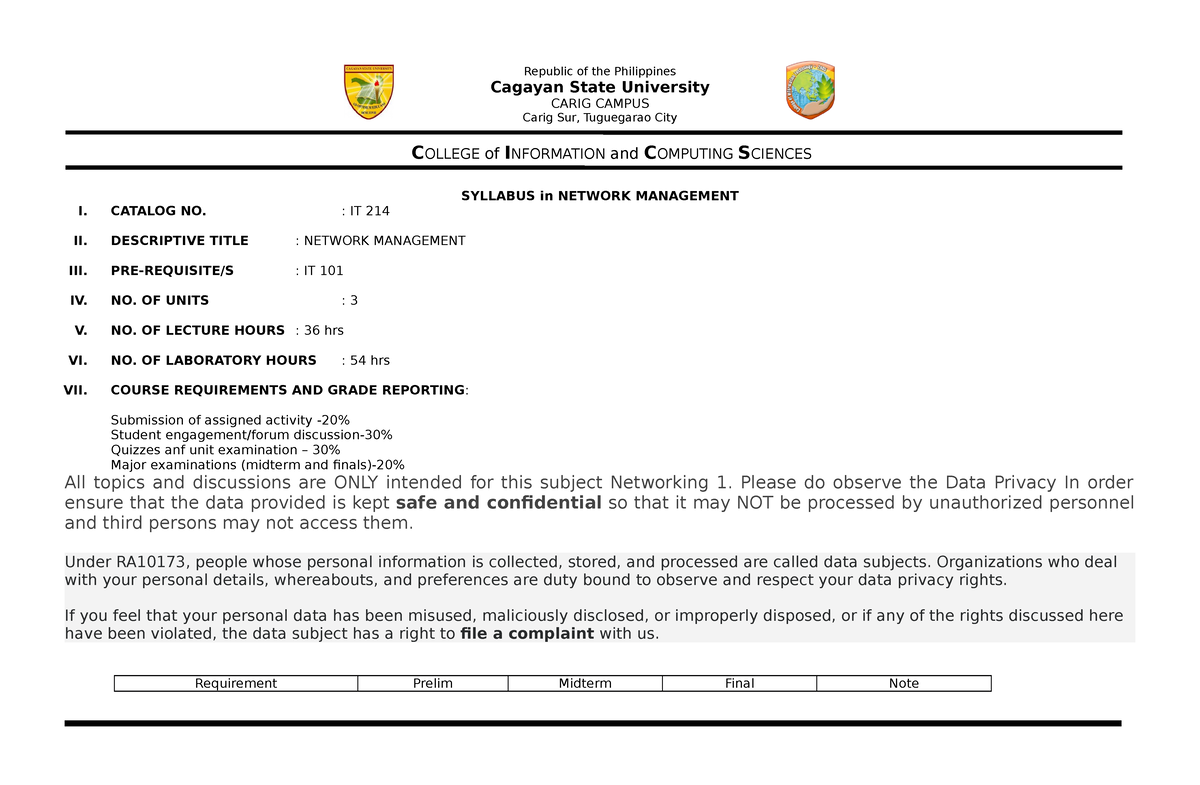 IT 214 Network Management - Republic Of The Philippines Cagayan State ...