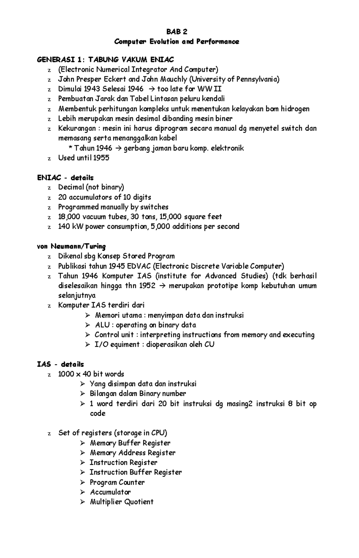 BAB 2 Comp. Evolution and Performe - BAB 2 Computer Evolution and ...