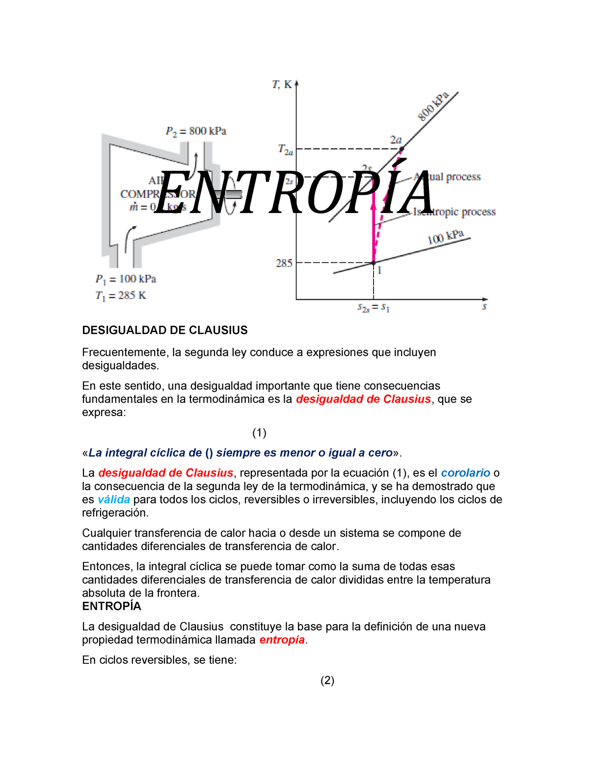 5 Entropia Desigualdad De Clausius Frecuentemente La Segunda Ley Conduce A Expresiones Que 3143