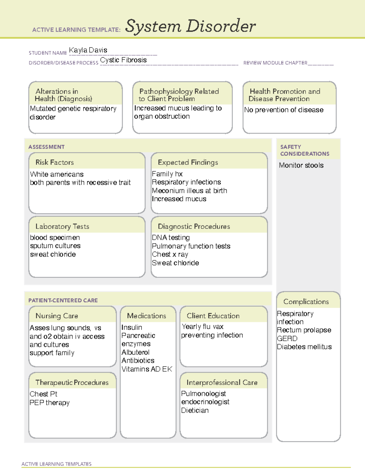 System disorder restricted - ACTIVE LEARNING TEMPLATES System Disorder ...