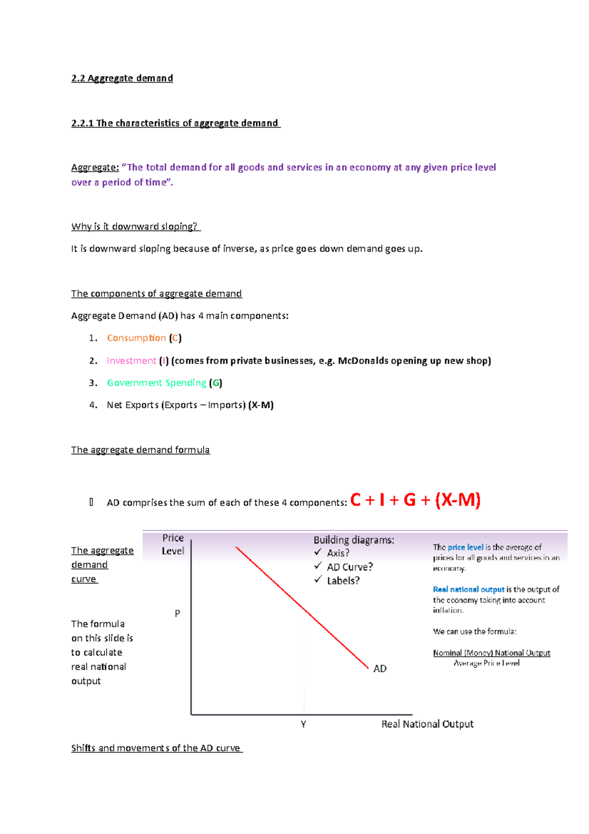 2.2.1 Aggregate demand - 2 Aggregate demand 2.2 The characteristics of ...