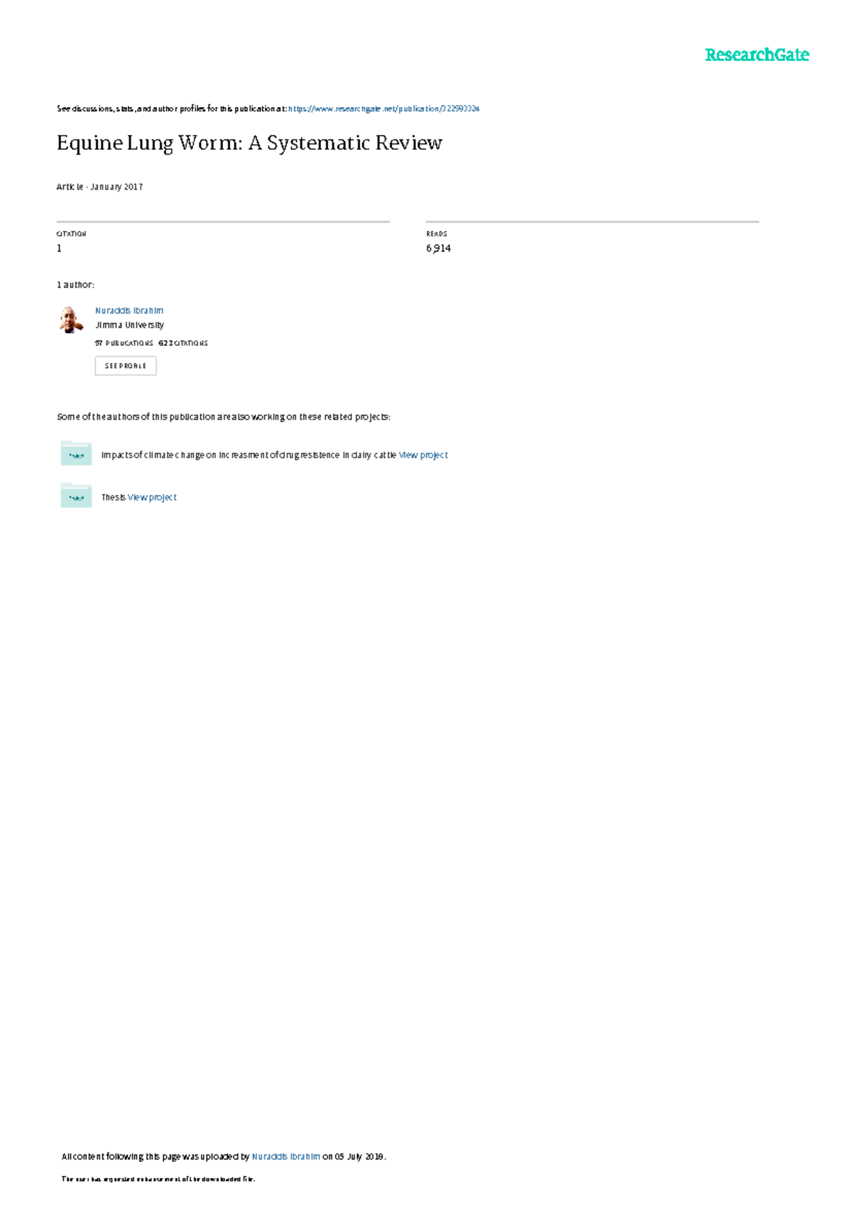 Reviewon Equine Lung Worm A Systematic See discussions, stats, and