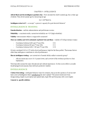 Chapter 9 - Intelligence - SOCIAL PSYCHOLOGY MIDTERM NOTES CHAPTER 9 ...
