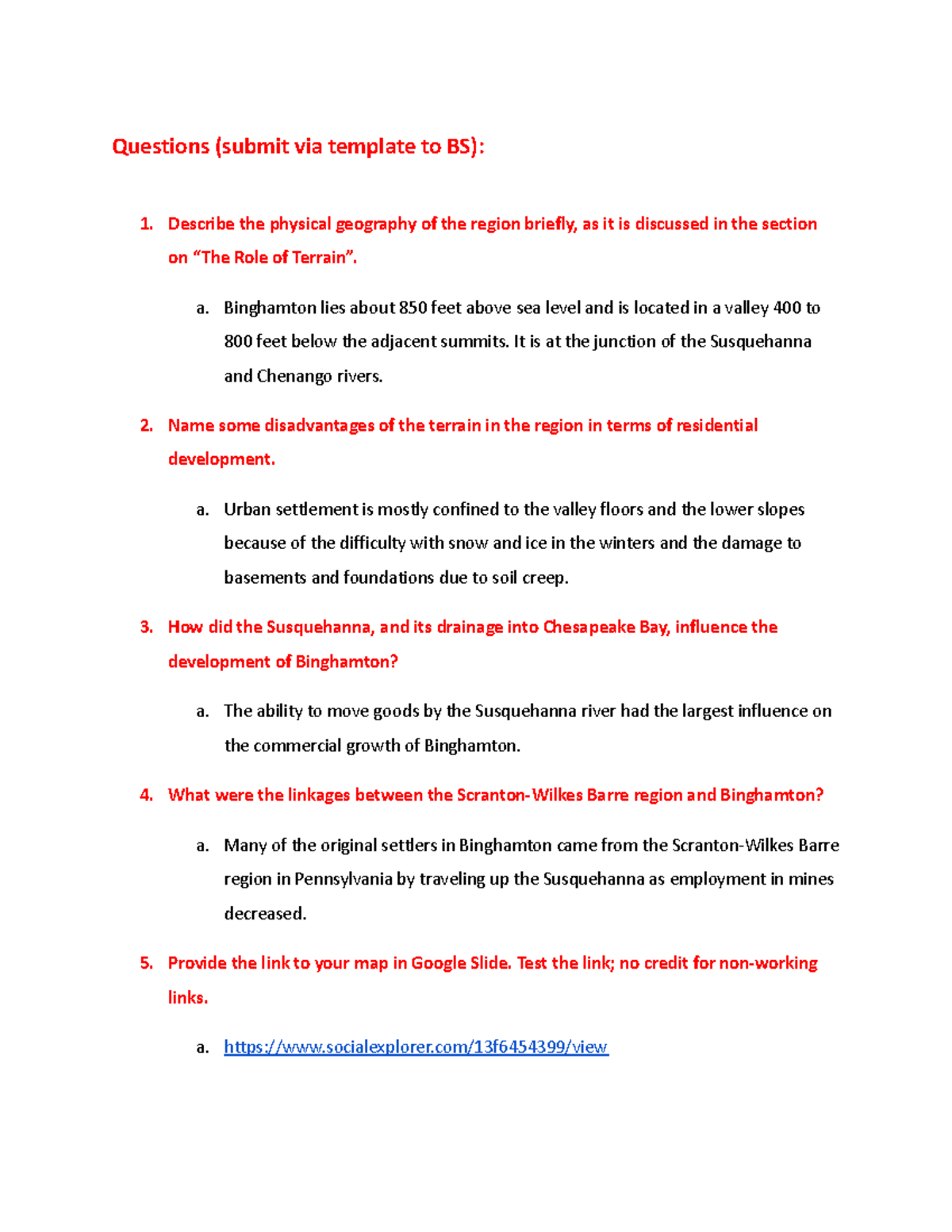 GEOG101, Lab 9 Lab 9 Questions (submit via template to BS