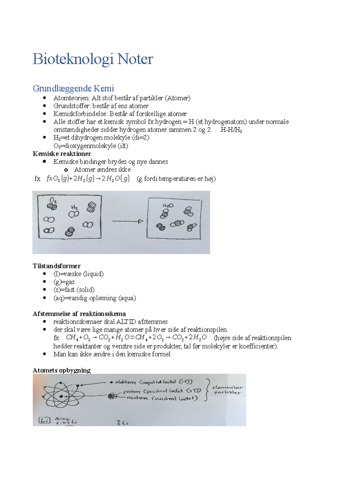 Bioteknologi Noter - Bioteknologi Noter Grundlæggende Kemi Atomteorien ...