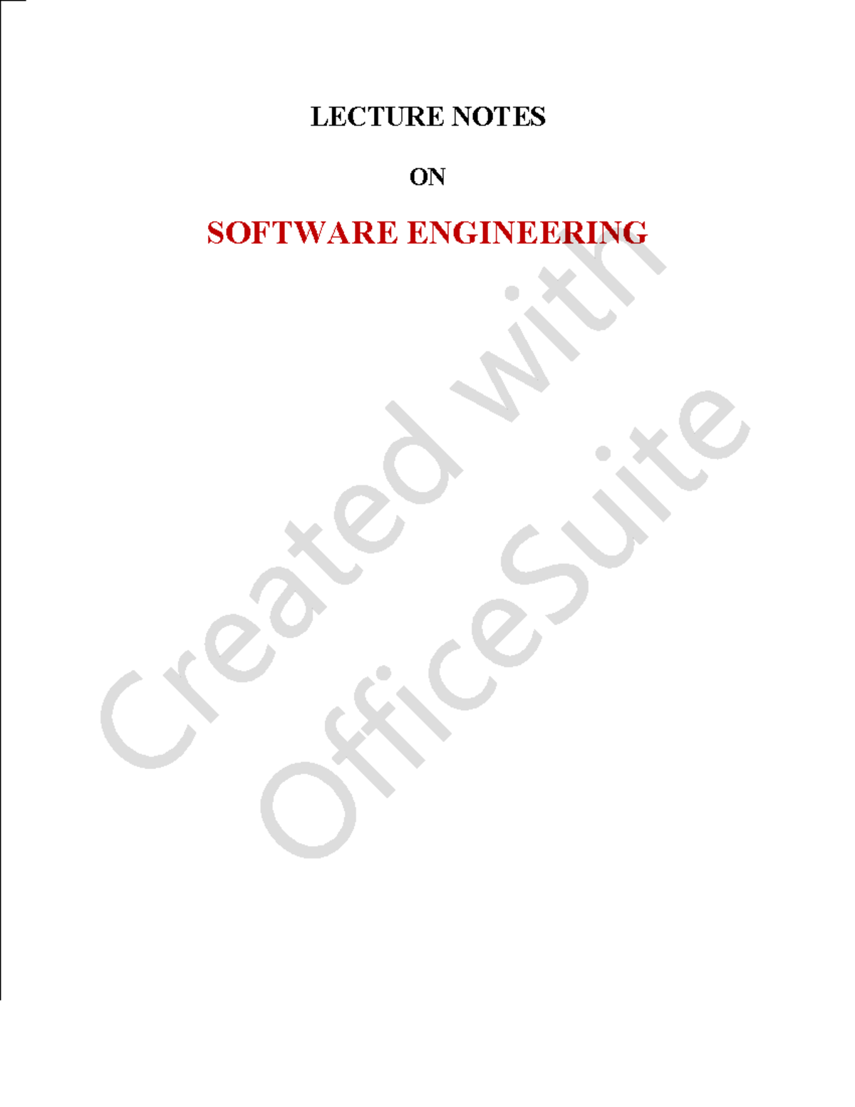 SE UNIT1 - notes - LECTURE NOTES ON SOFTWARE ENGINEERING UNIT-I ...