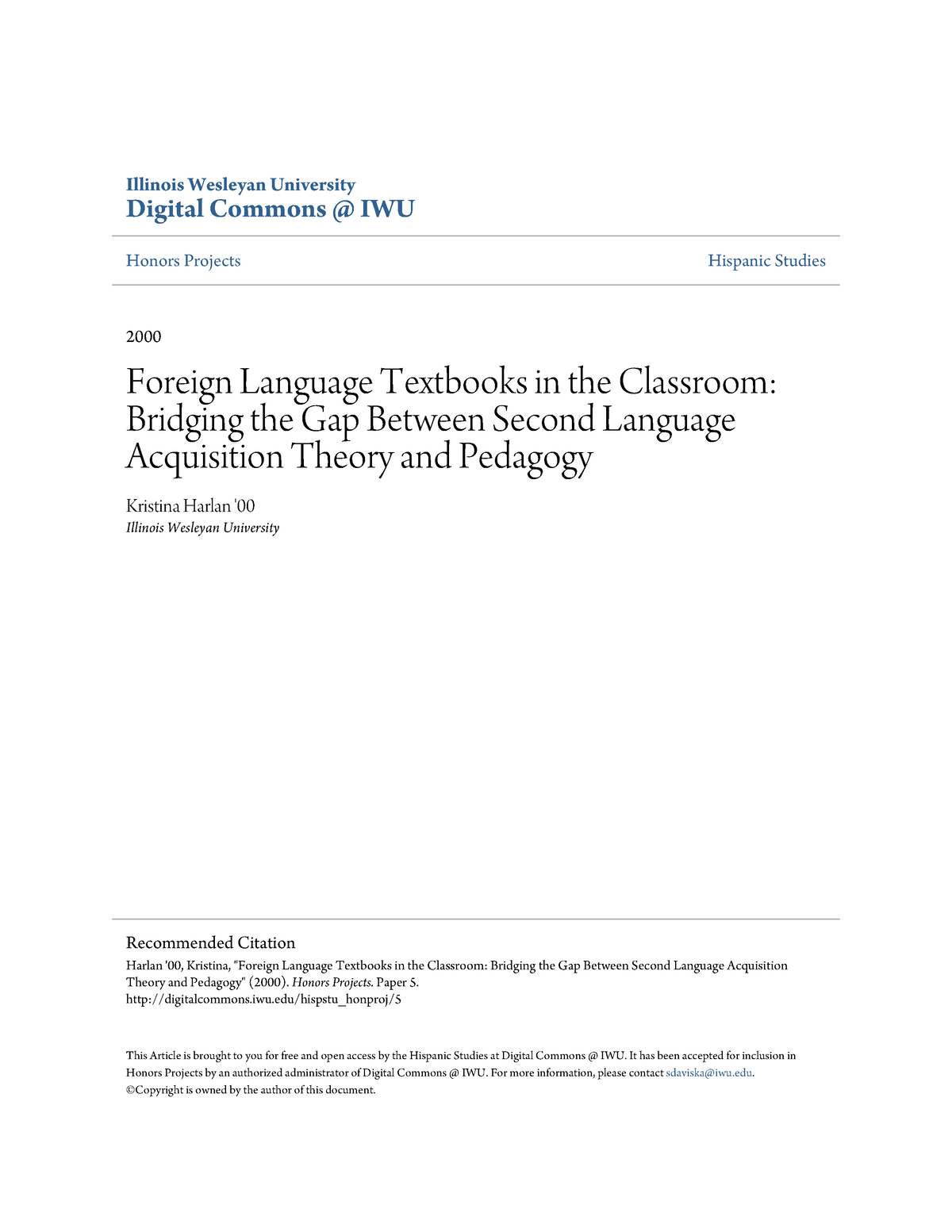 Second Language Acquisition Theory And Pedagogy