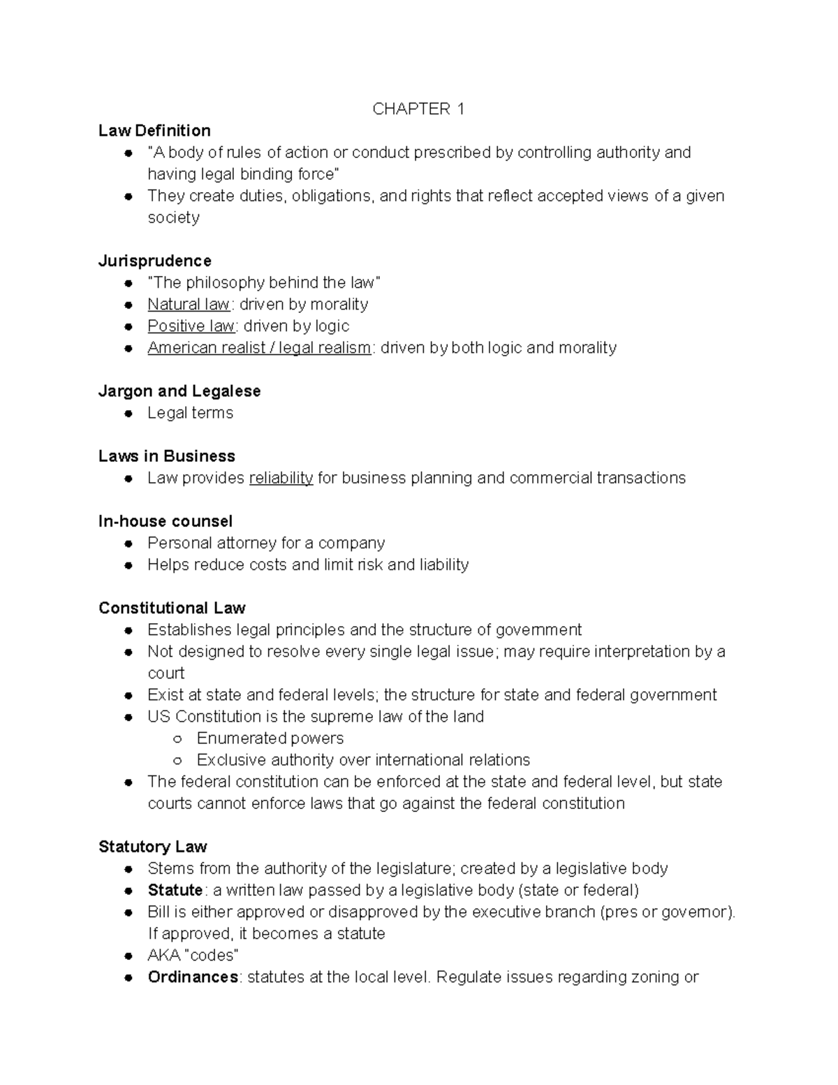 exam-1-overview-professor-otten-s-class-chapter-1-law-definition-a