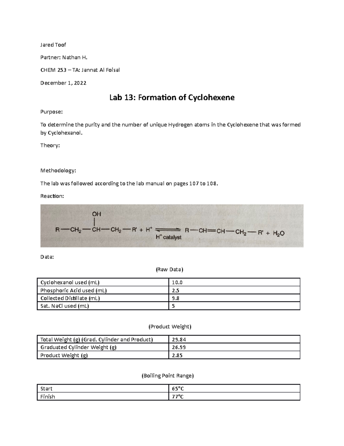 Lab Report 13 - To determine the purity and the number of unique ...