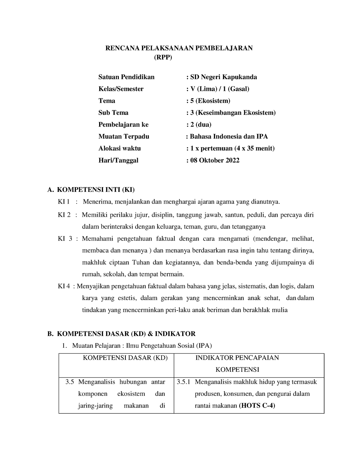 1 Rpp Kelas 5 Tema 5 Subtema 3 Rencana Pelaksanaan Pembelajaran Rpp Satuan Pendidikan Sd 9278