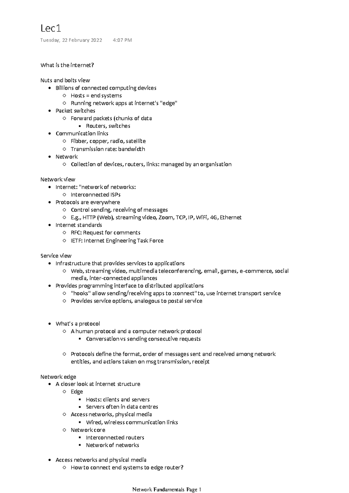 Network Fundamentals wk1-6 - What is the internet? Nuts and bolts view ...