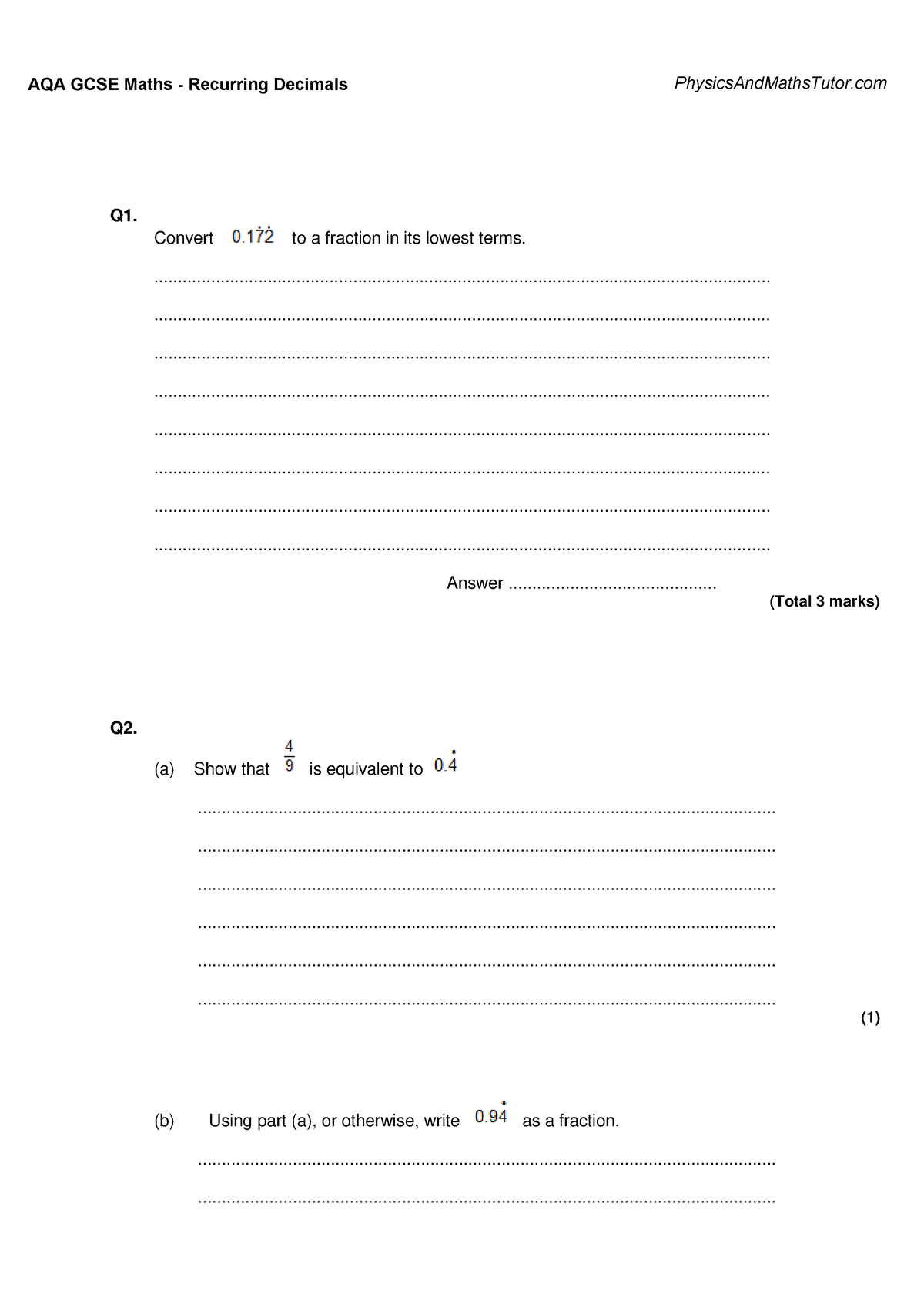 recurring-decimals-qp-page-2-q1-convert-to-a-fraction-in-its-lowest