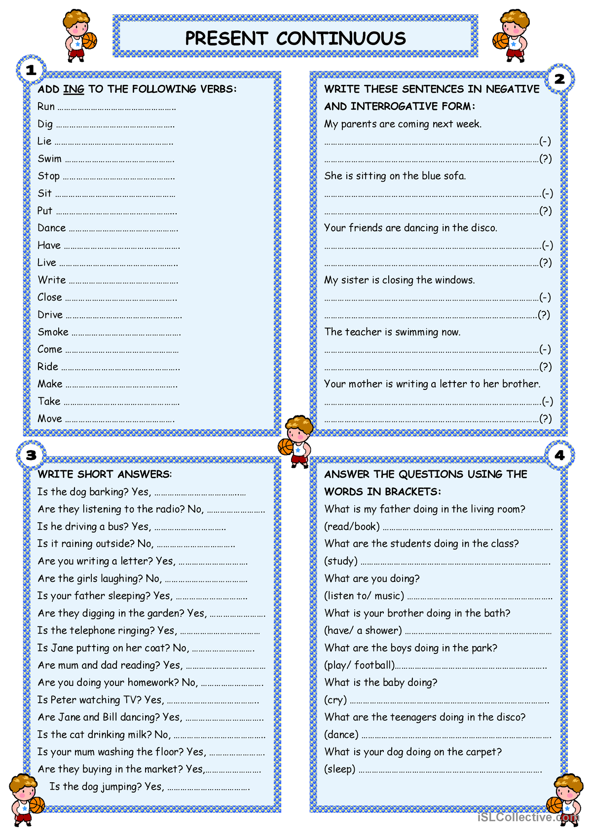 Present Continuous - practice tense in english - ADD ING TO THE ...