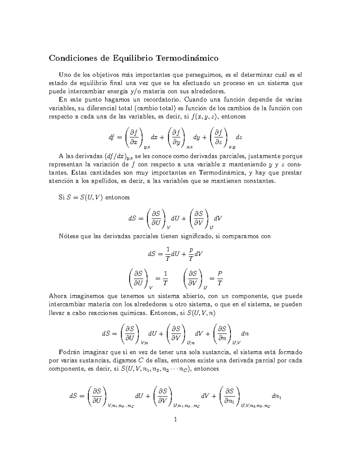 Equilíbrio-2 - kjllk,mlkmklmlkmlm - Condiciones de Equilibrio Termodin ...