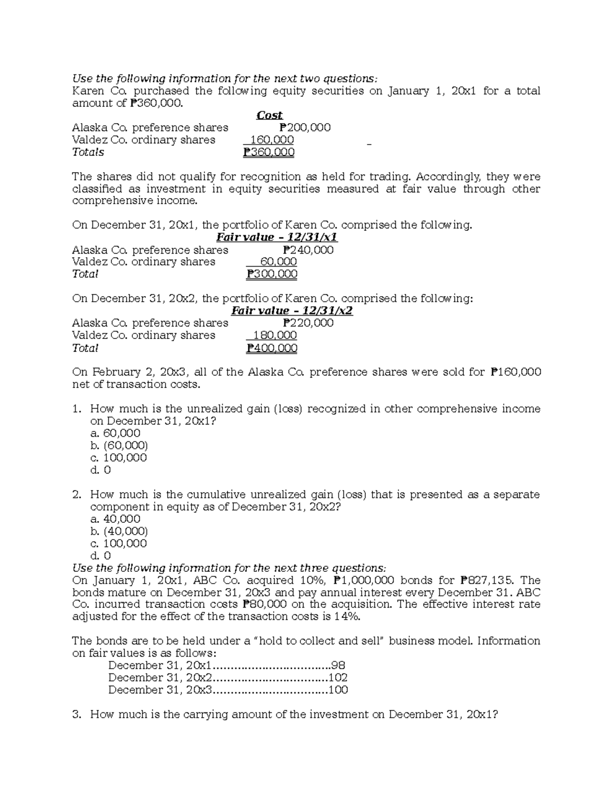 Pre quiz Audit of Investments and Inventories for sending - Use the ...