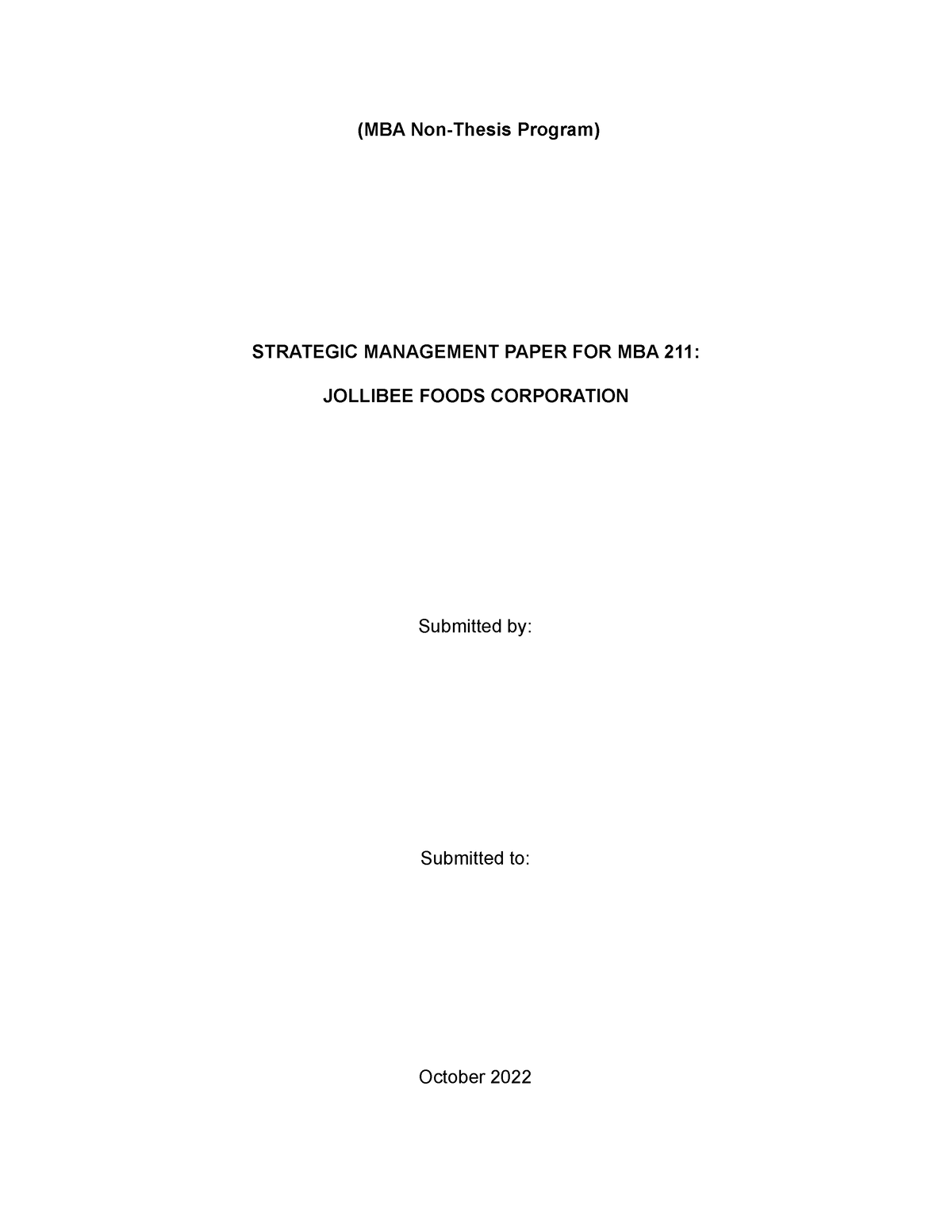 Strama 1 - strategic management - (MBA Non-Thesis Program) STRATEGIC ...