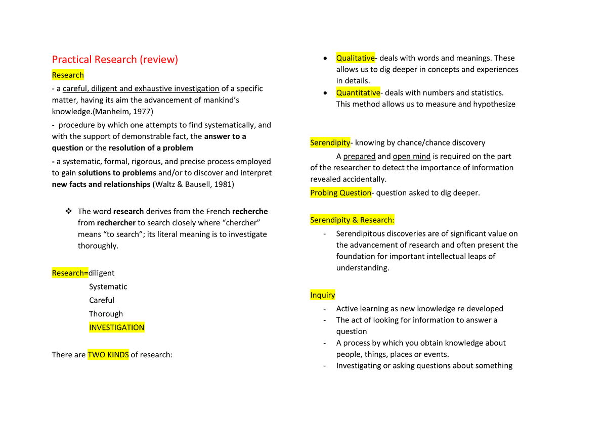 Reviewer in Practical Research Includes Chapter 1 - Practical Research ...