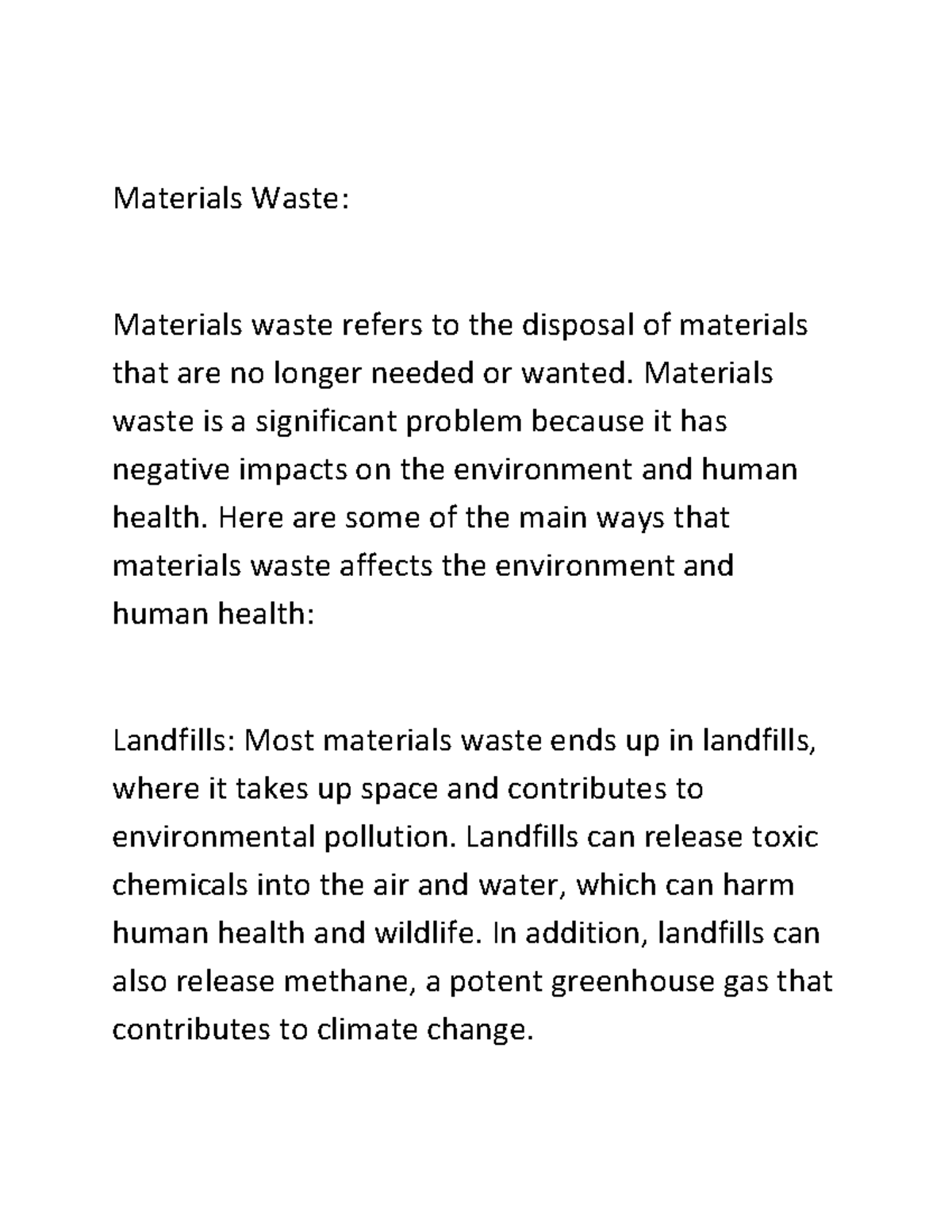 Materials Waste And Recycling Part 2 - Materials Waste: Materials Waste ...