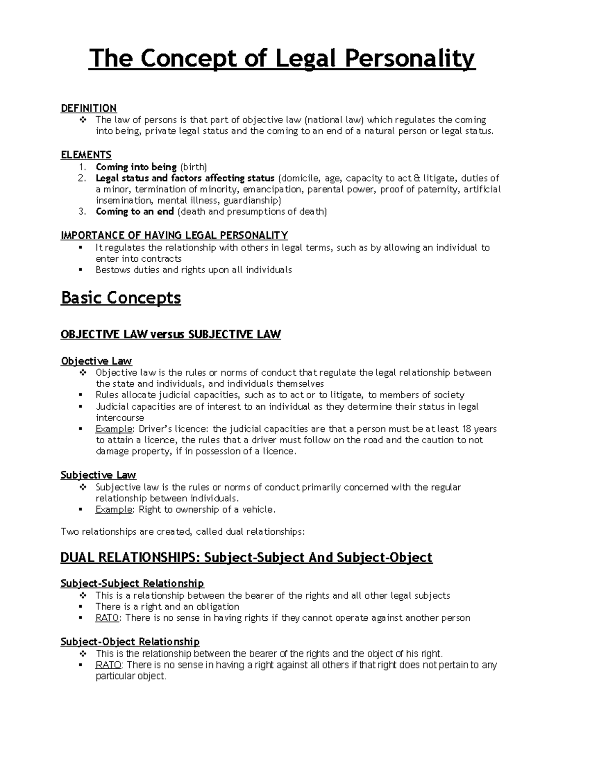 Chapter 01 Concept Of Legal Personality The Concept Of Legal 