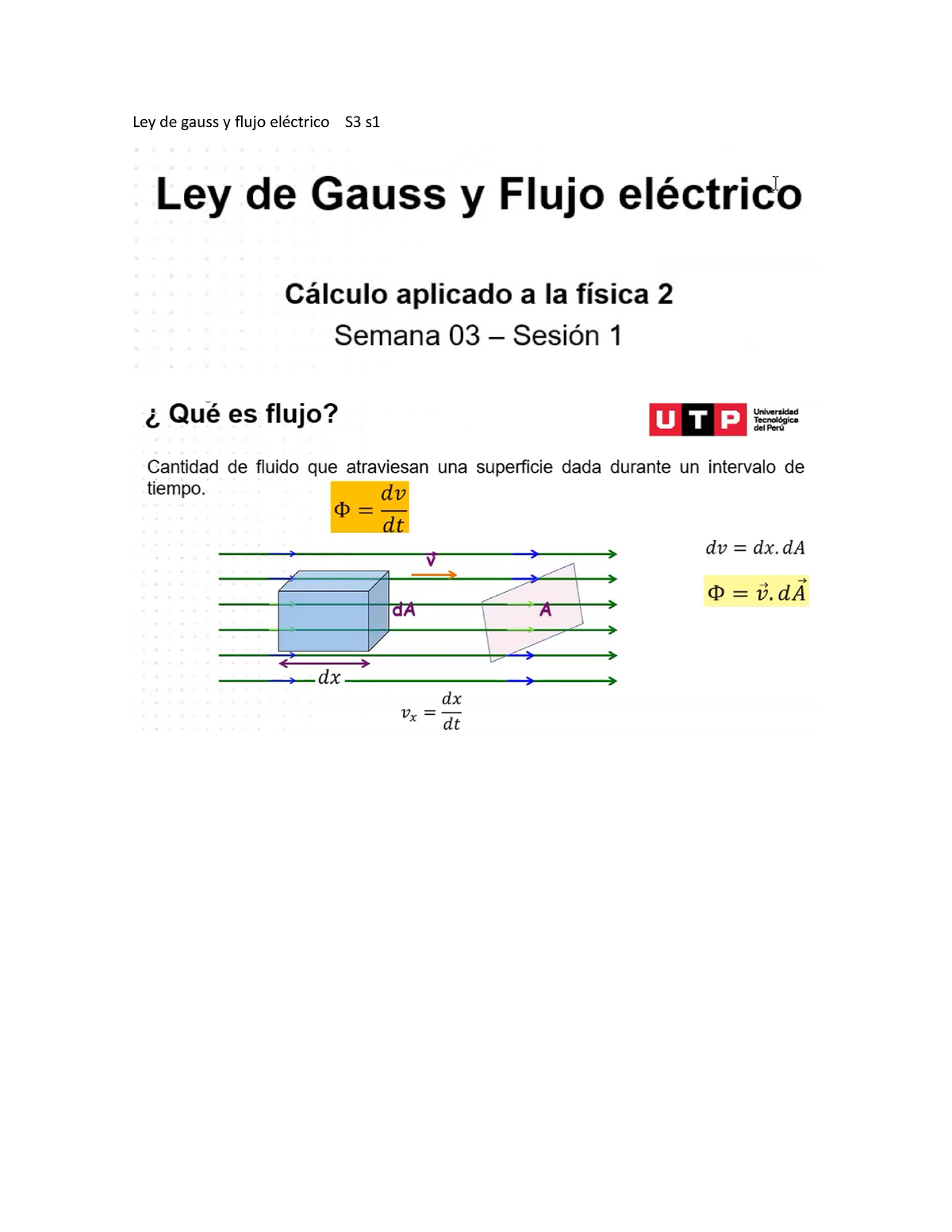 Ley De Gauss Y Flujo Eléctrico S3 S1 - CALCULO APLICADO A LA FISICA 2 ...