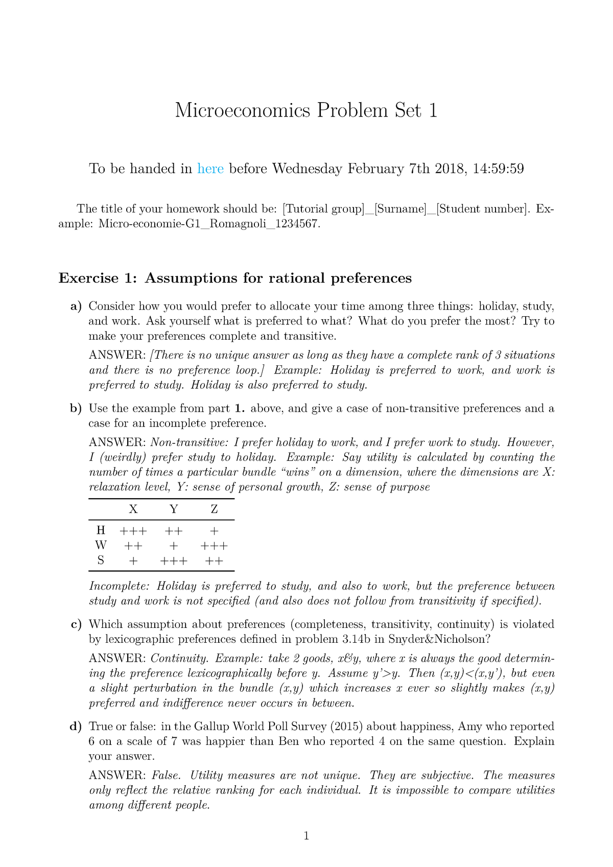 microeconomics assignment questions and answers