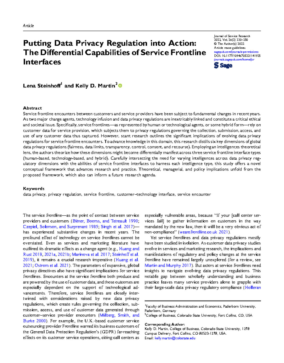 journal of service research