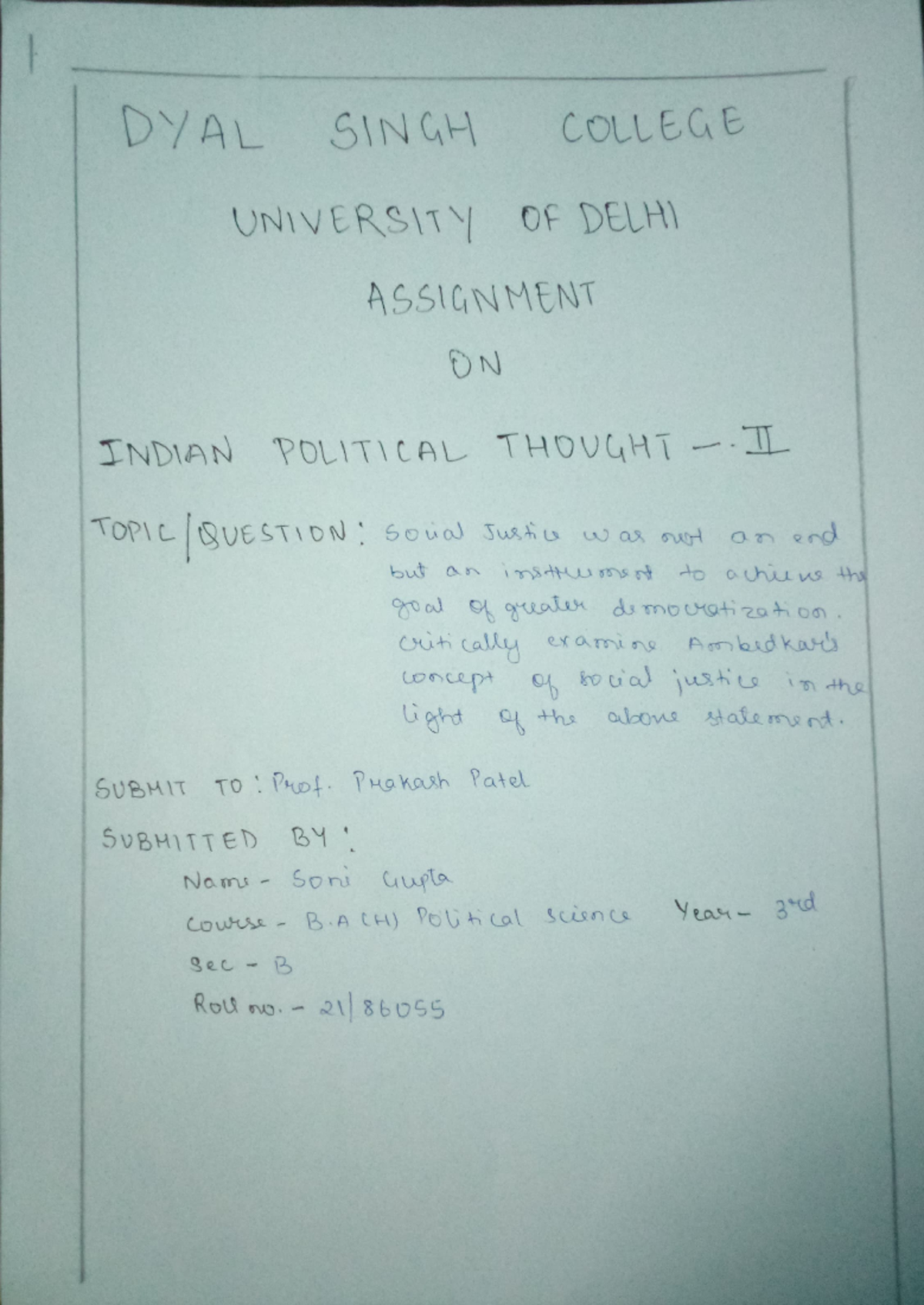 Ambedkar assignment - Political science - Studocu