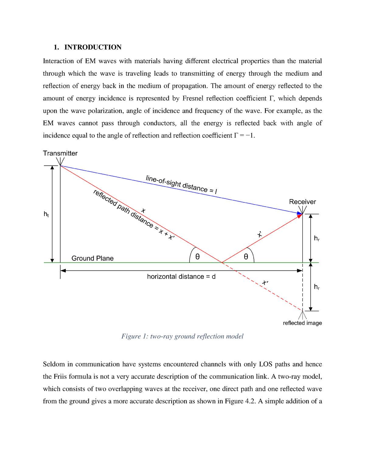 Lab 10 Two Ray Model - Lab report - 1. INTRODUCTION Interaction of EM ...