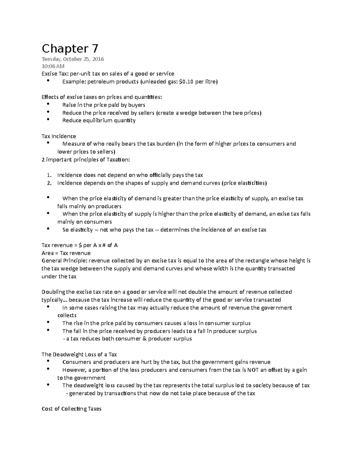 Economics exam Notes - Chapter 7 Tuesday, October 25, 2016 10:06 AM ...