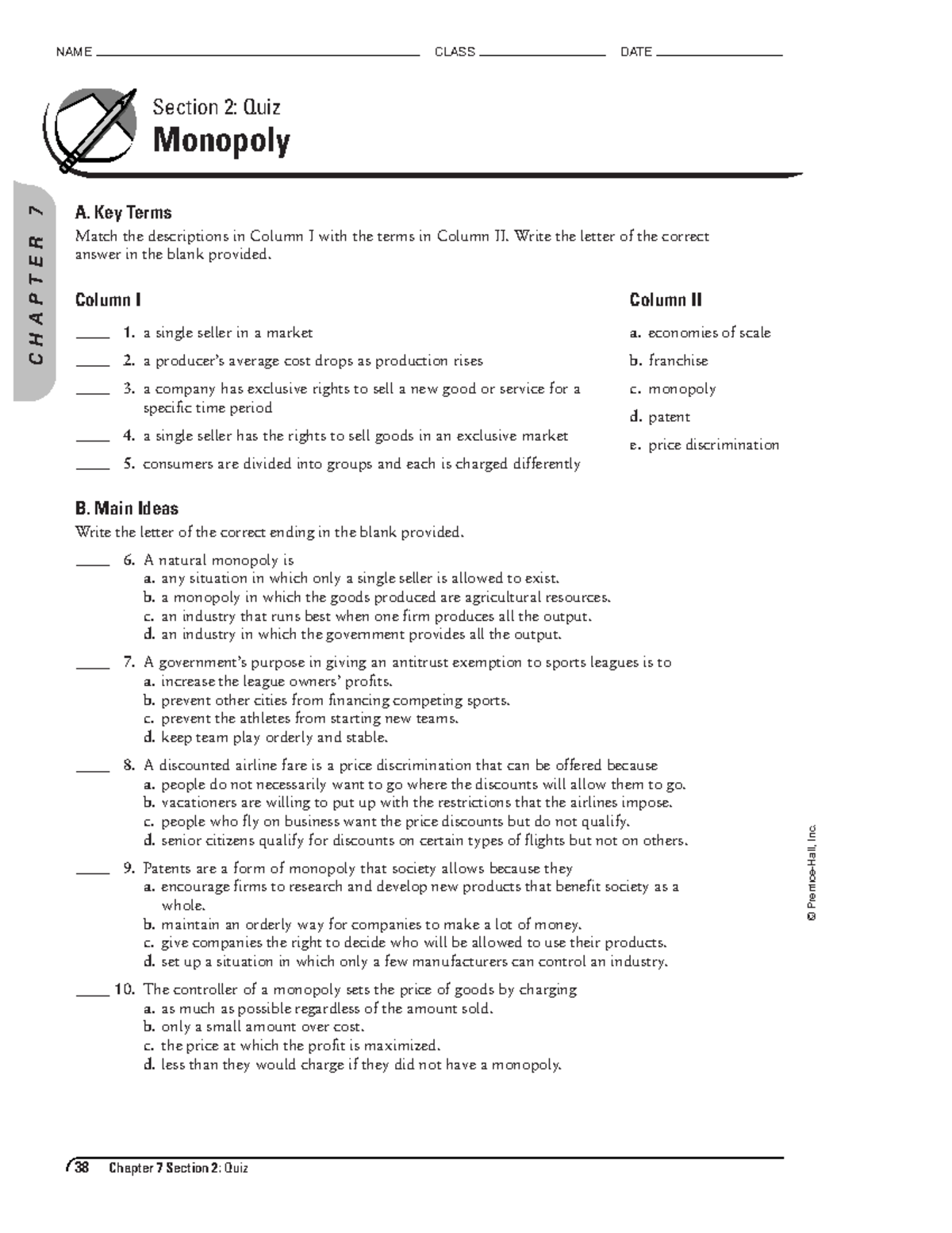 72 unlocked Guided Reading A. Key Terms Match the descriptions in