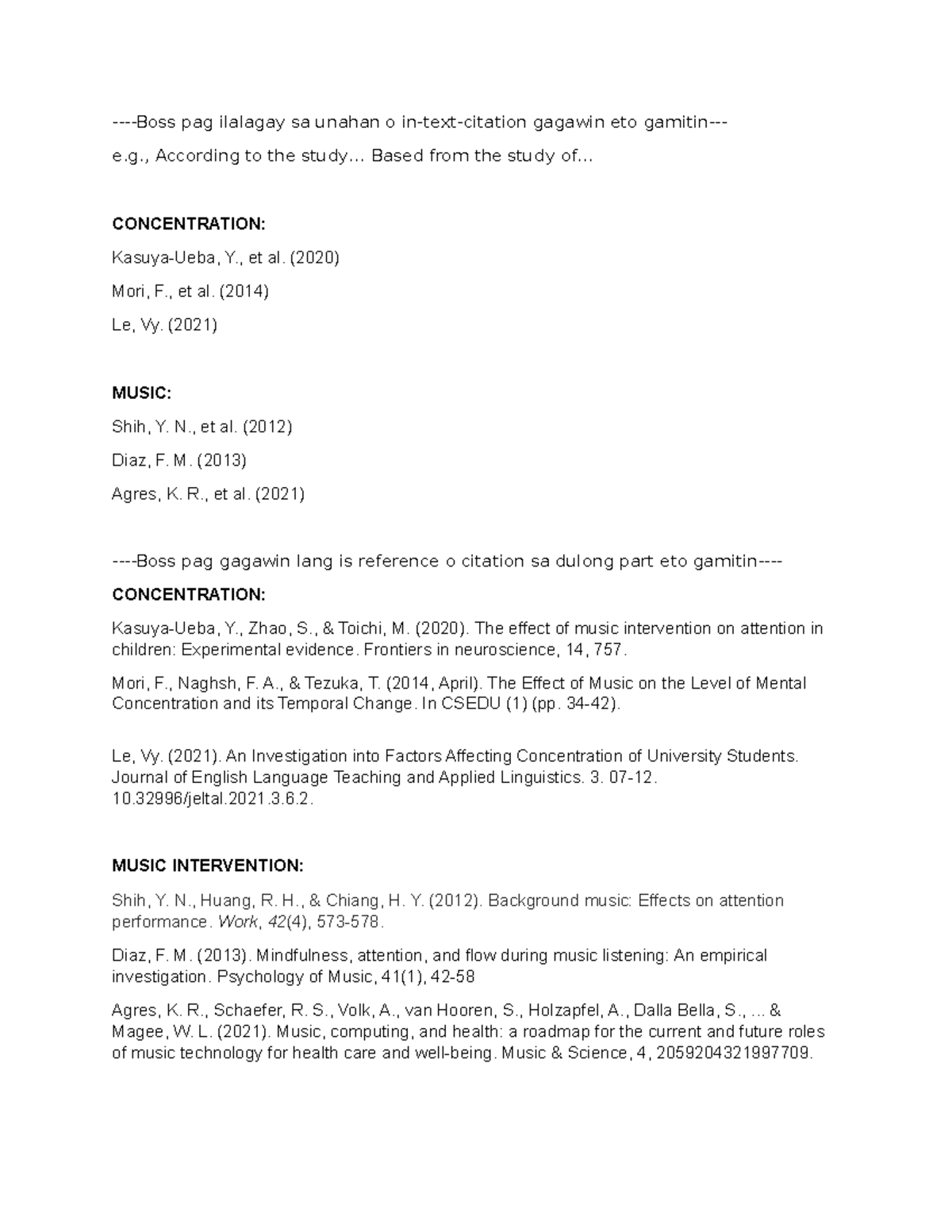 APA - ASSIGNMENT -Boss pag ilalagay sa unahan o in-text-citation ...