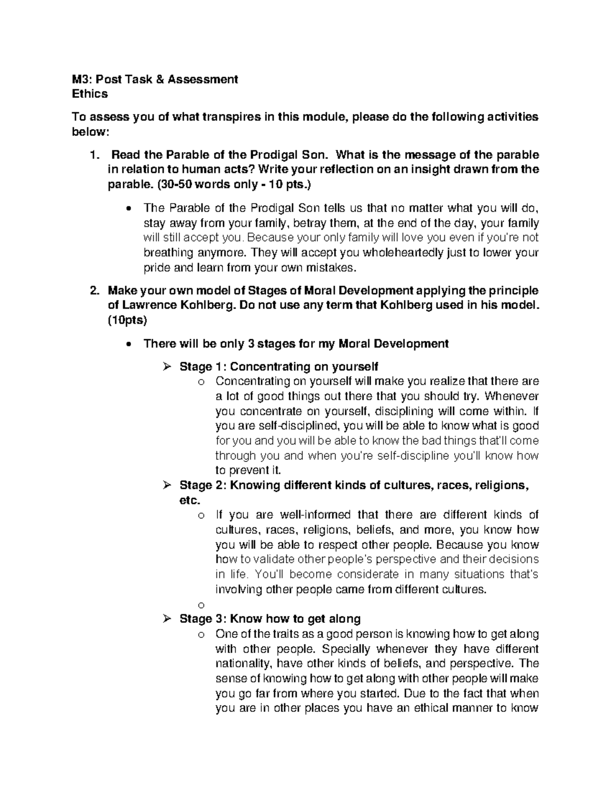 M3 Post Task and Assessment - M3: Post Task & Assessment Ethics To ...