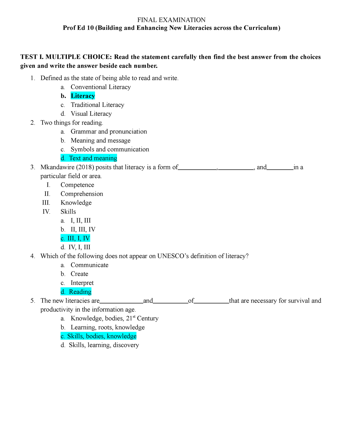 Benlac-FInal - A BOOK - FINAL EXAMINATION Prof Ed 10 (Building And ...