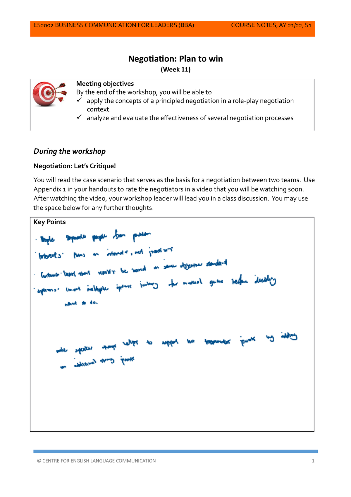 Week 11 Students' Notes AY2021-22 S1 Notes For Es20002 Used In ...