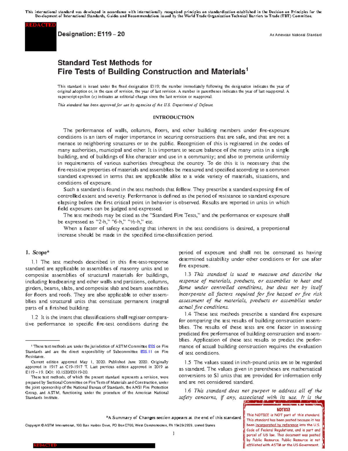 Astm - Designation: E119 − 20 An American National Standard Standard ...