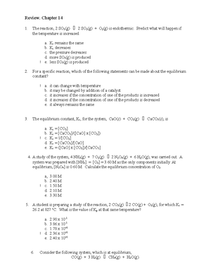 Review for exam equilibrium answer key - CHM 1200 - KBCC - Studocu