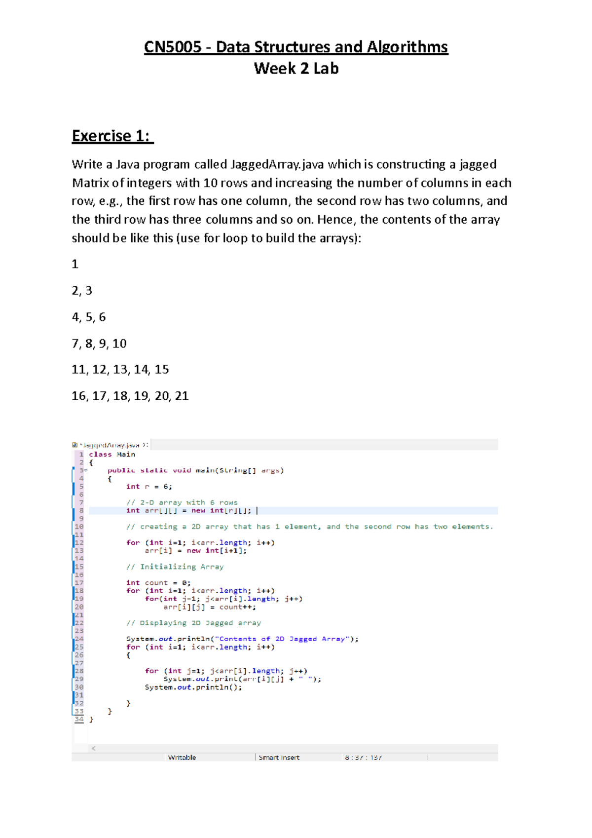 Exercise 1 - good - CN5005 - Data Structures and Algorithms Week 2 Lab ...