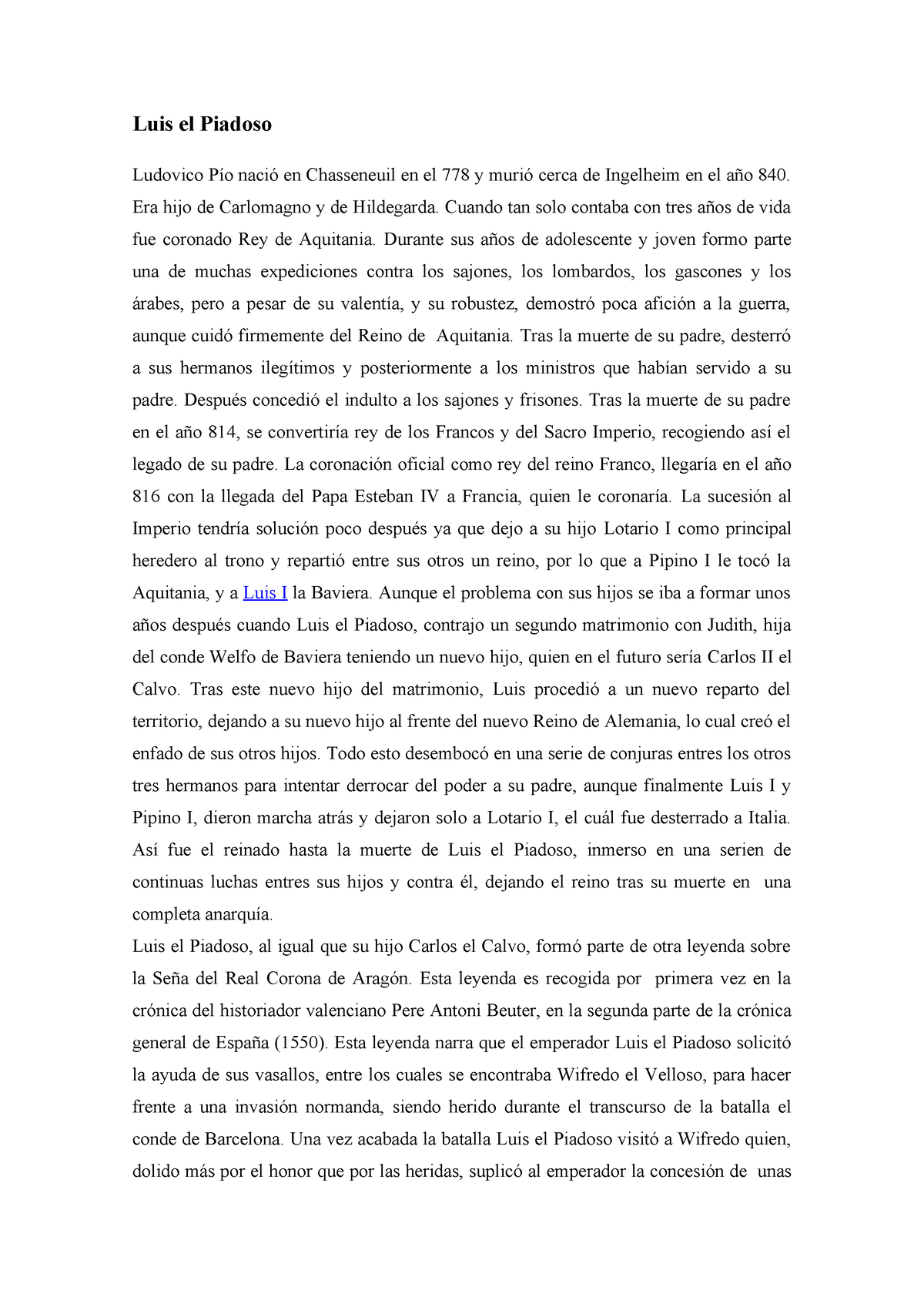 Vida de Luis el Piadoso y Carlos el Calvo - Historia Medieval de - StuDocu