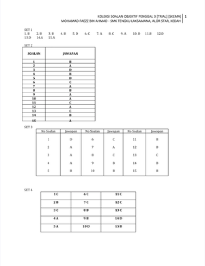 Soalan Objektif Pengajian Am Skema Jawapan 10 Set Koleksi Soalan Objektif Penggal 3 Trial Studocu