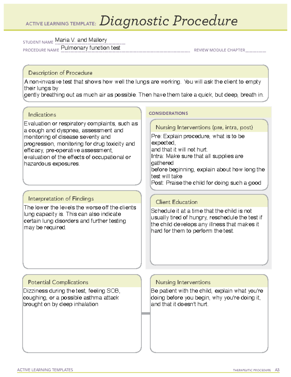 Active Learning Template Diagnostic Procedure form - ACTIVE LEARNING ...