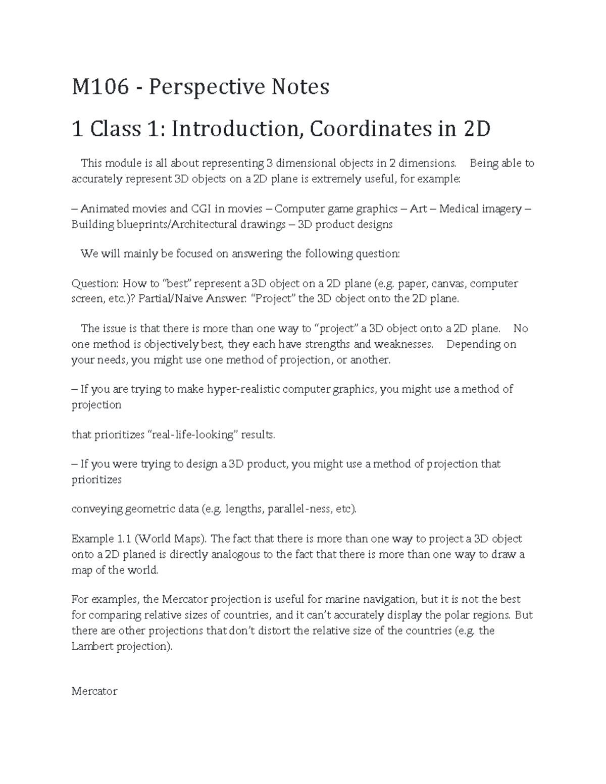 Perspective Notes - ˆ Being able to accurately represent 3D objects on ...