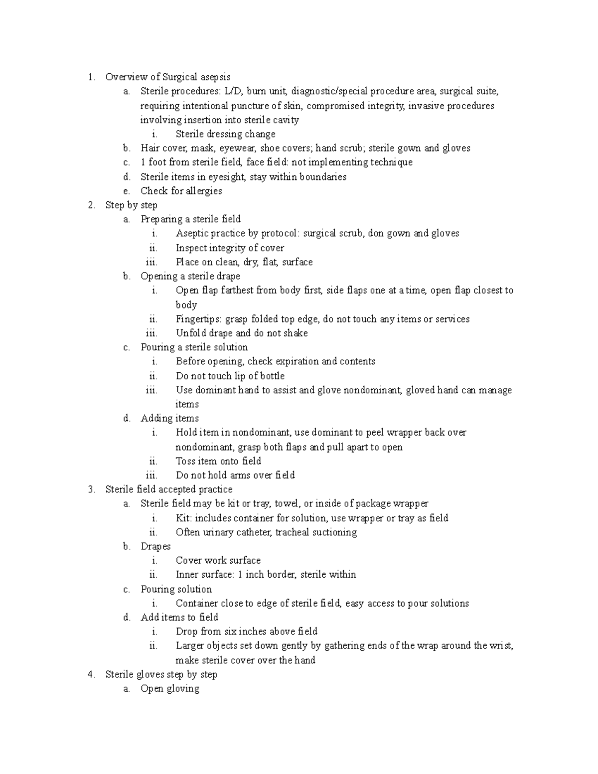 Overview of Surgical asepsis - Sterile procedures: L/D, burn unit ...