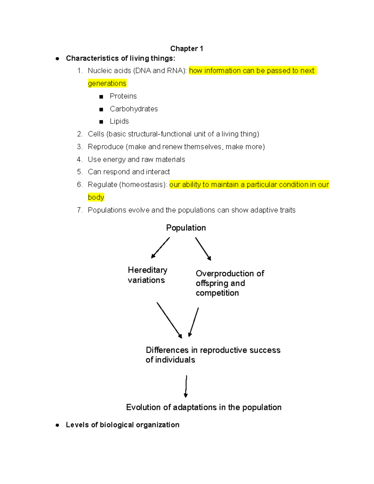 Biology 1 For Science Majors Chapter 1 Characteristics Of Living Things Nucleic Acids Dna 3810