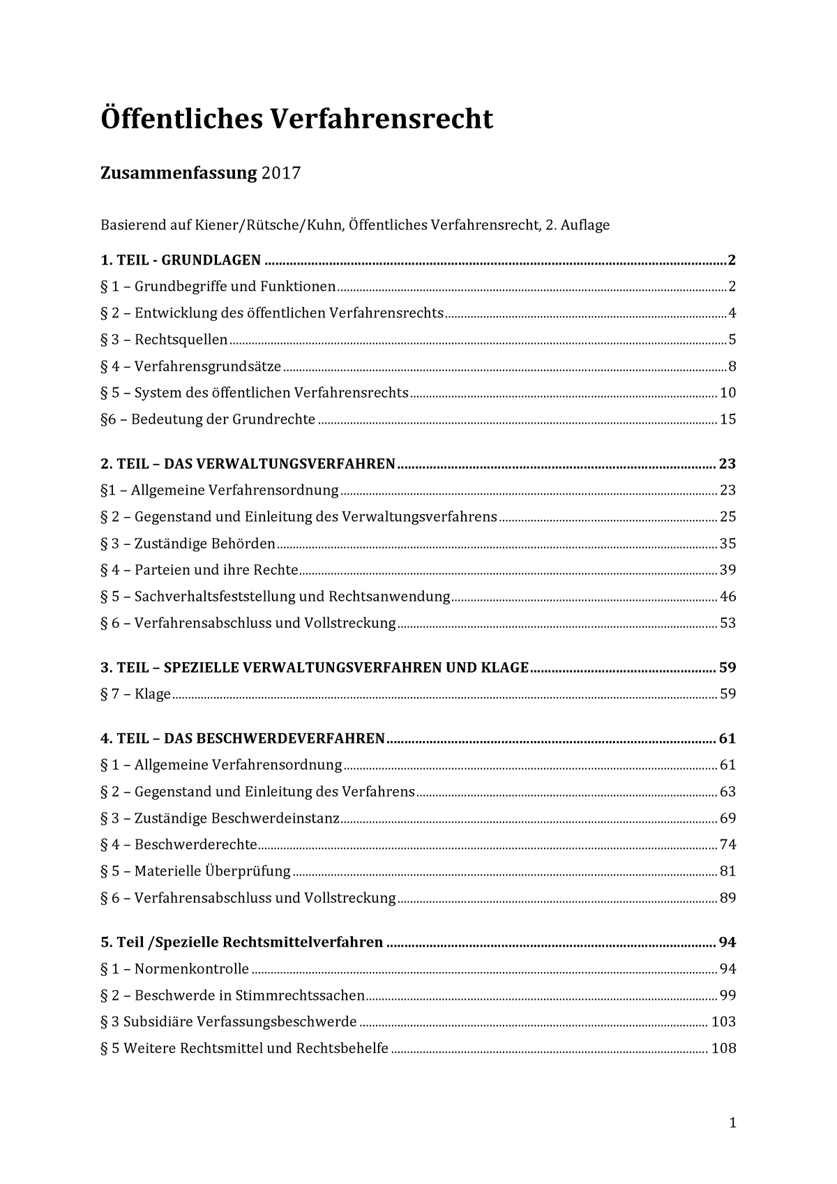 Zusammenfassung Öffentliches Recht III - Verfahrensrecht ...