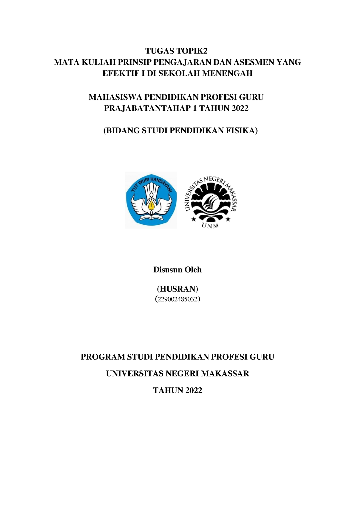 Ruang Kolaborasi Demonstrasi Tugas Topik Mata Kuliah Prinsip Pengajaran Dan Asesmen Yang