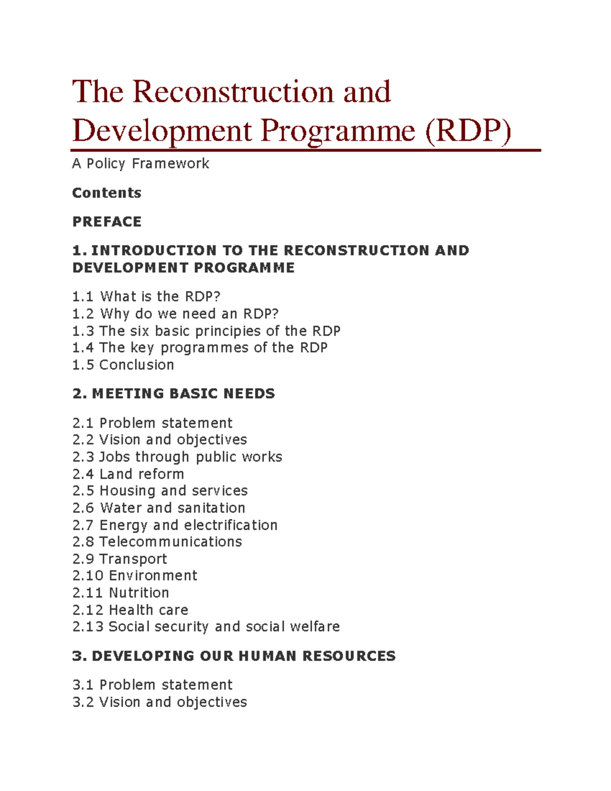 The reconstruction and development programm 1994 - The Reconstruction ...