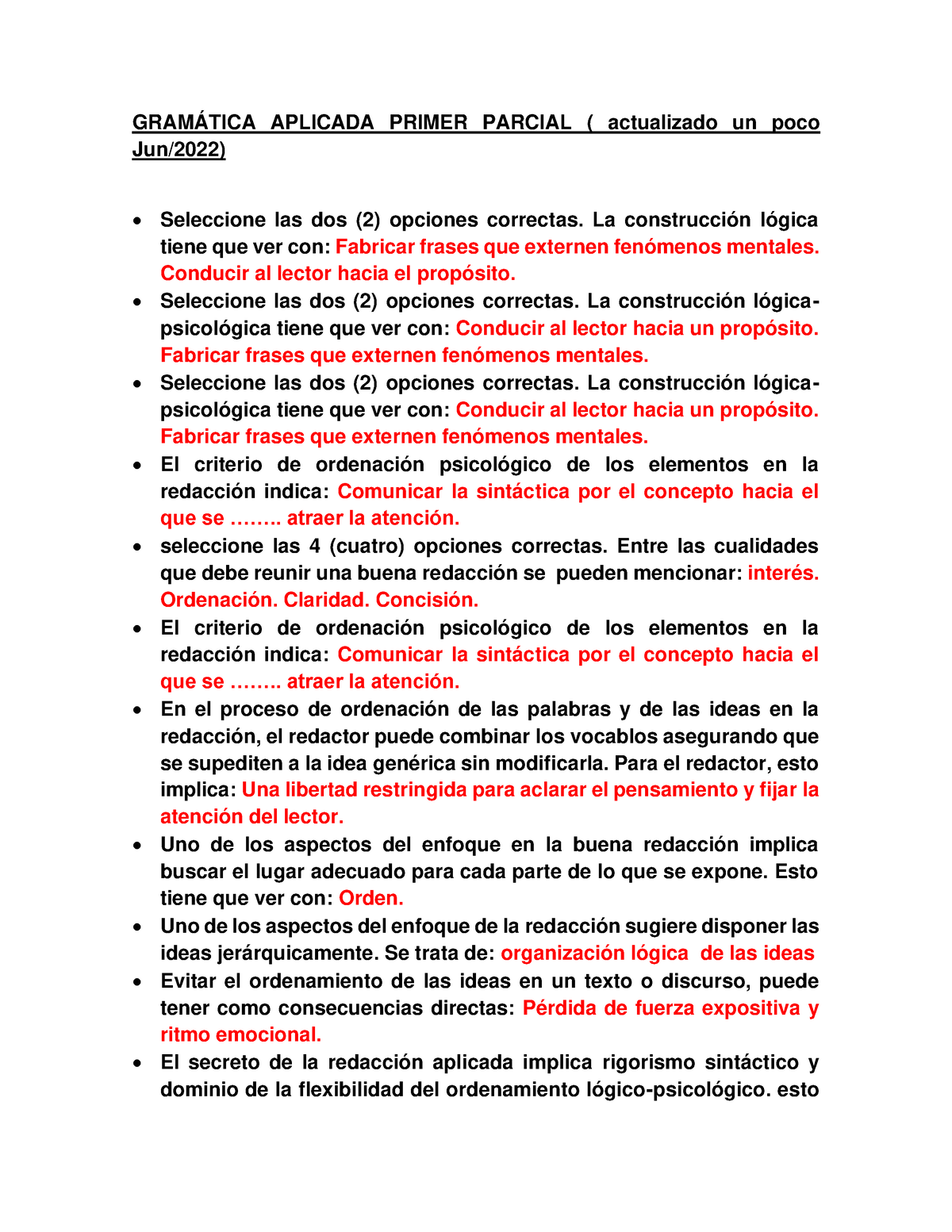 Preguntero DEL Primer Parcial Gramatica 1234 (1) - GRAMÁTICA APLICADA ...