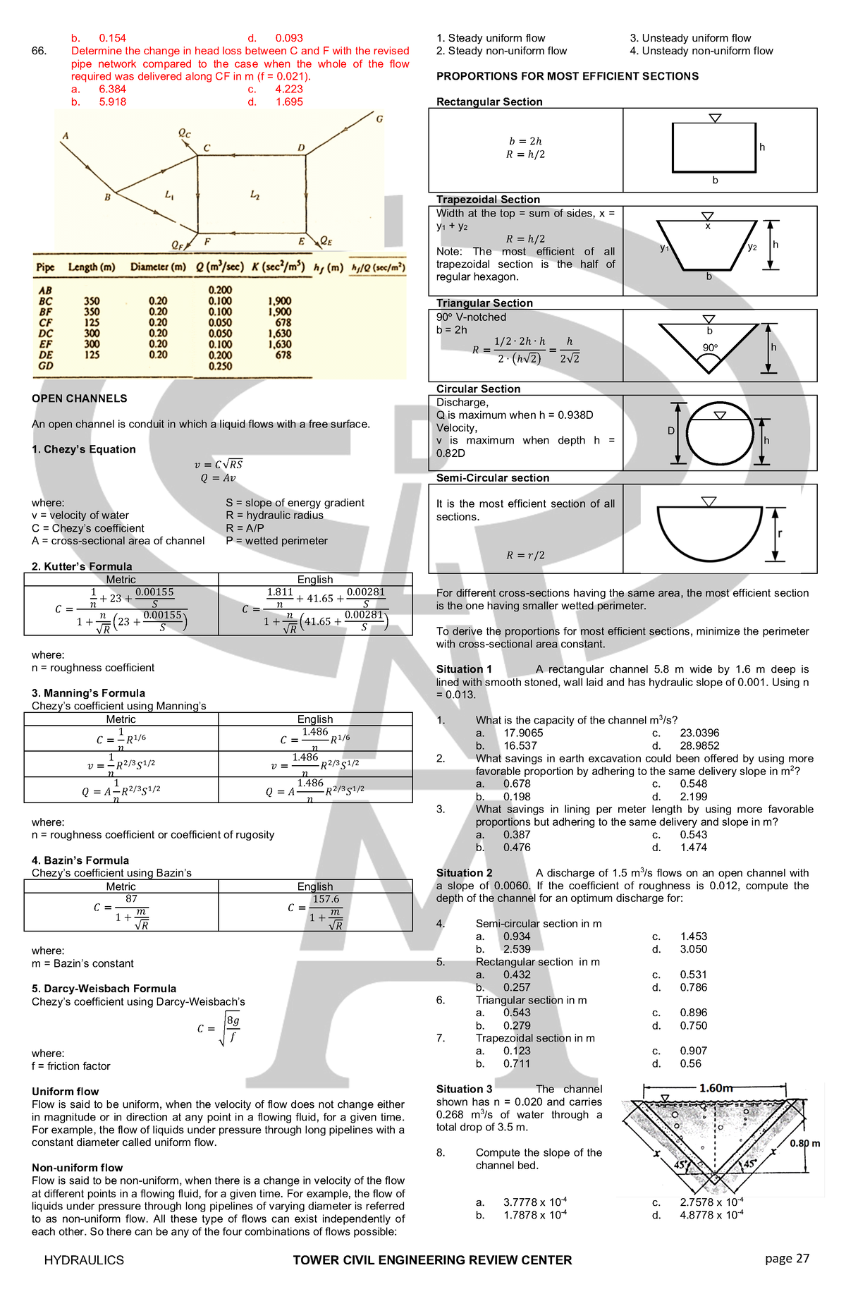 Nov 2021 Hydraulics Page 27 To 28 - BSCE-BS In Civil Engineering - Studocu