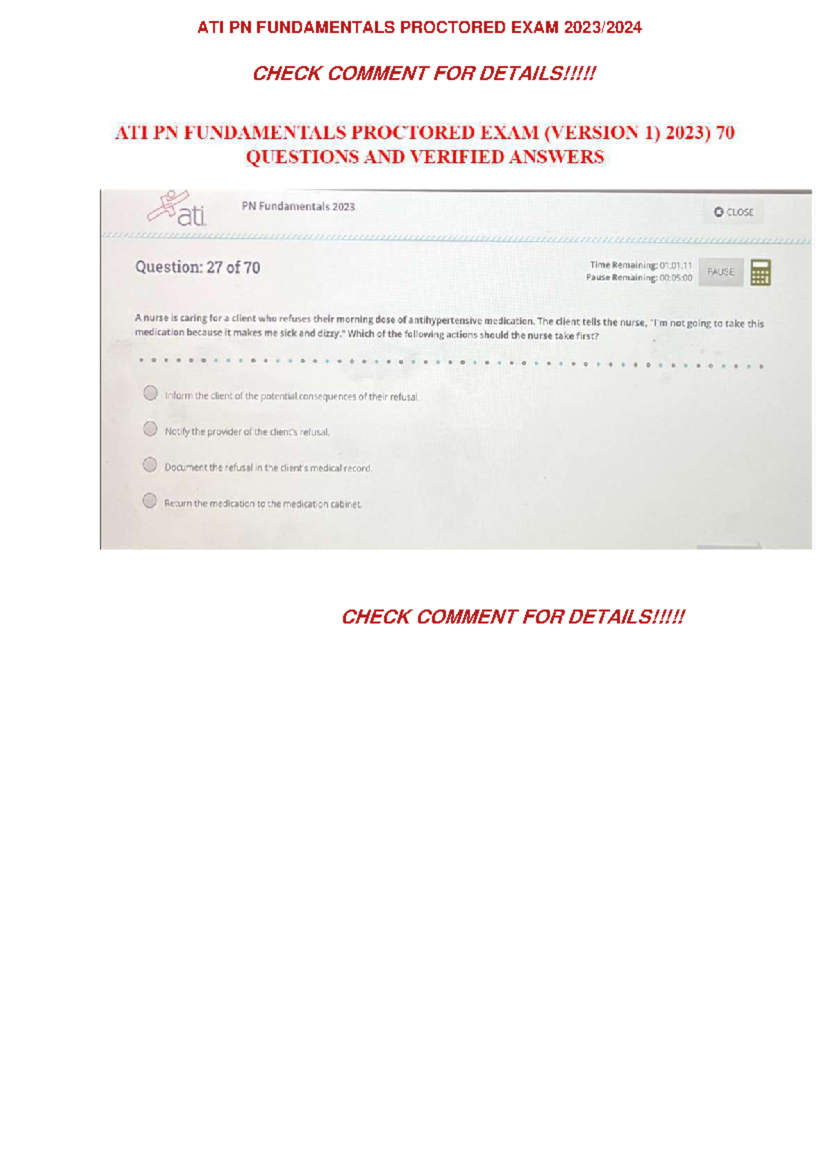 ATI PN Fundamentals Proctored EXAM 2023/2024 WITH NGN Questions AND ...
